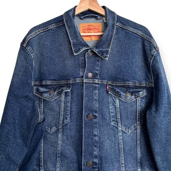 Levi Strauss Dark Wash Cotton Stretch Trucker Jacket Men's Size XXL - Picture 3 of 11